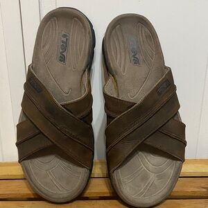 Teva Sutter’s Creek Brown Leather Crisscross Sandals Waterproof Size 11